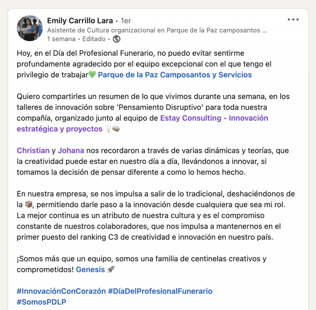 Testimonio - Parque de la Paz